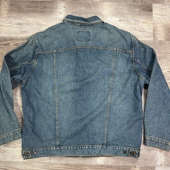 Levis Men Size 2XL 100% Cotton Denim Blue Jeans Standard Trucker Jacket - Picture 8 of 12